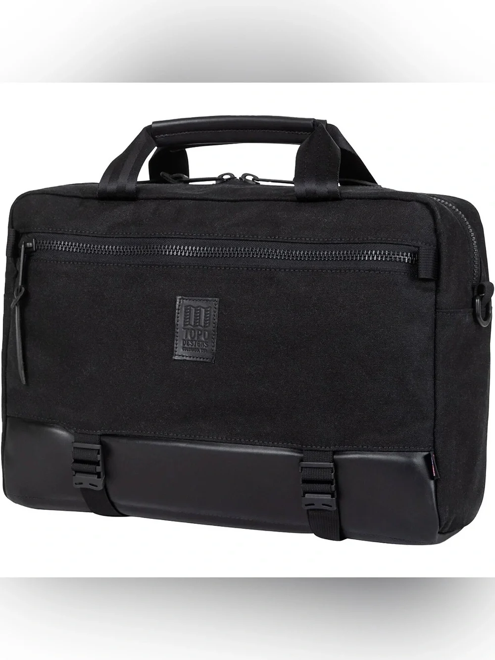 Topo Designs Black Canvas & Leather Laptop Briefcase Backpack